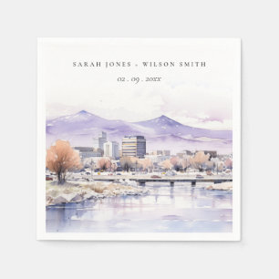 Boise, Idaho Aquarel Landschap Bruiloft Servet