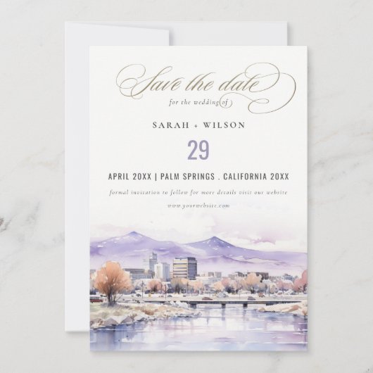 Boise, Idaho Aquarellandschap Bruiloft Save The Date (Voorkant)