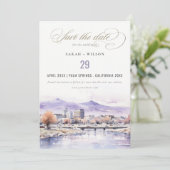 Boise, Idaho Aquarellandschap Bruiloft Save The Date (Staand voorkant)