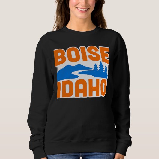 Boise Idaho | Bold River, Mountain & Pine Tree Trui (Voorkant)