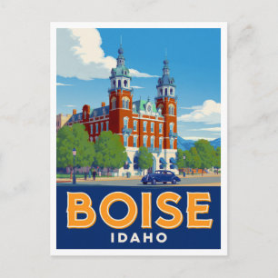 Boise Idaho Historisch Gebouw Vintage Kunst Briefkaart