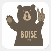 Boise Idaho Peace Bear Vierkante Sticker (Voorkant)