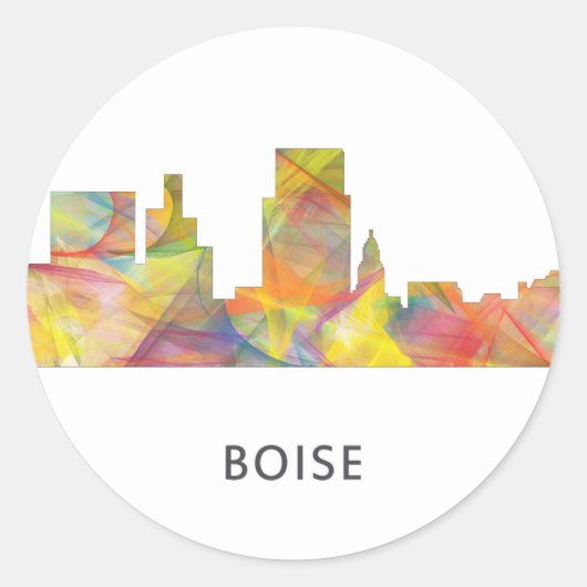BOISE IDAHO SKYLINE WB1 - RONDE STICKER (Voorkant)