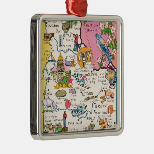 Boise, Idaho State Kaart Ornament (Rechts)