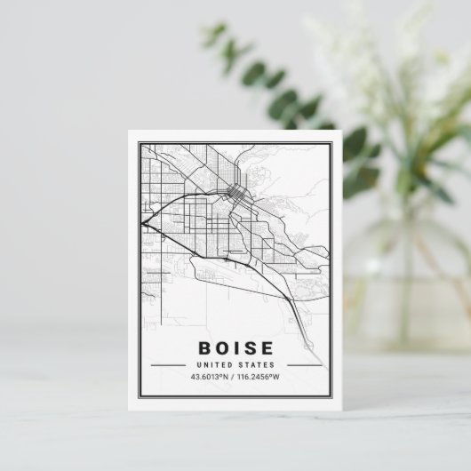 Boise Idaho USA Travel City Map Poster Briefkaart (Staand voorkant)