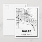 Boise Idaho USA Travel City Map Poster Briefkaart (Voorkant / Achterkant)