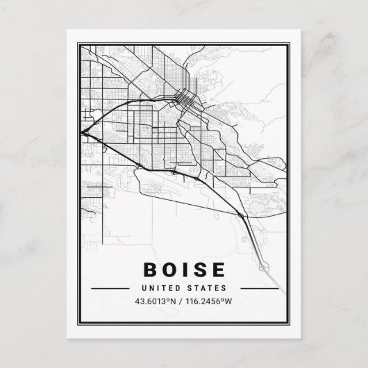 Boise Idaho USA Travel City Map Poster Briefkaart (Voorkant)