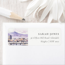 Boise, Idaho Watercolor Landscape Address Etiket