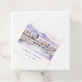 Boise, Idaho Watercolor Landscape Wedding Bedankjes Labels