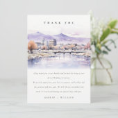 Boise, Idaho Watercolor Landscape Wedding Bedankkaart (Staand voorkant)