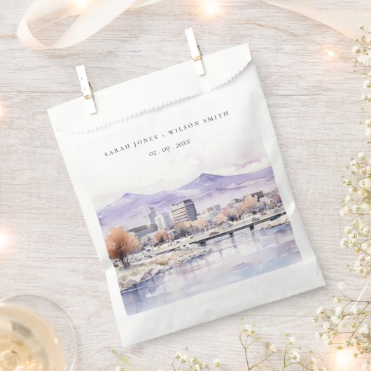 Boise, Idaho Watercolor Landscape Wedding Bedankzakje (Geknipt)