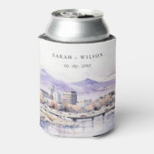 Boise, Idaho Watercolor Landscape Wedding Blikjeskoeler (Blikje Achterkant)
