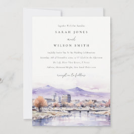 Boise, Idaho Watercolor Landscape Wedding Kaart