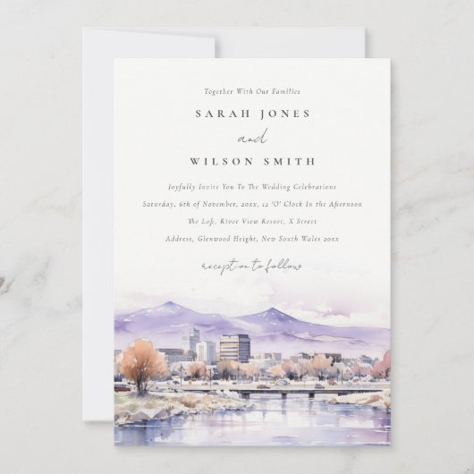 Boise, Idaho Watercolor Landscape Wedding Kaart (Voorkant)