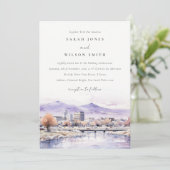 Boise, Idaho Watercolor Landscape Wedding Kaart (Staand voorkant)