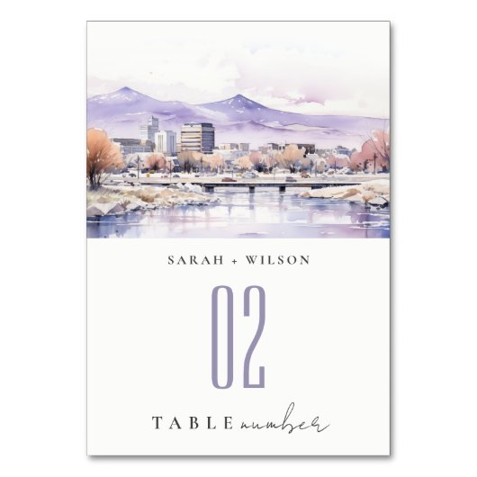 Boise, Idaho Watercolor Landscape Wedding Kaart (Voorkant)