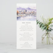 Boise, Idaho Watercolor Landscape Wedding Menu Kaart (Staand voorkant)