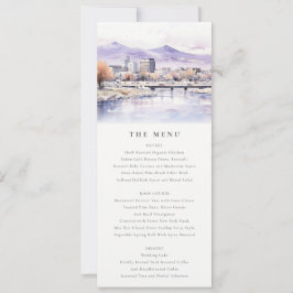 Boise, Idaho Watercolor Landscape Wedding Menu Kaart