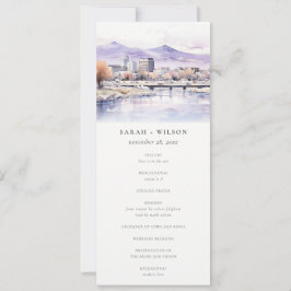Boise, Idaho Watercolor Landscape Wedding Program Kaart
