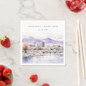 Boise, Idaho Watercolor Landscape Wedding Servet (Insitu)