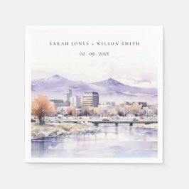Boise, Idaho Watercolor Landscape Wedding Servet