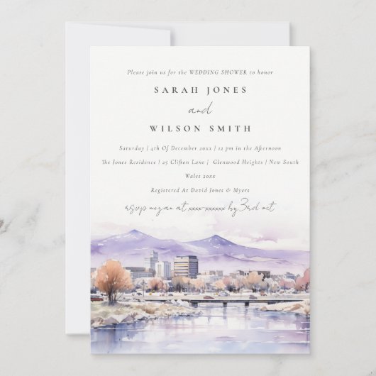 Boise, Idaho Watercolor Landscape Wedding Shower Kaart (Voorkant)