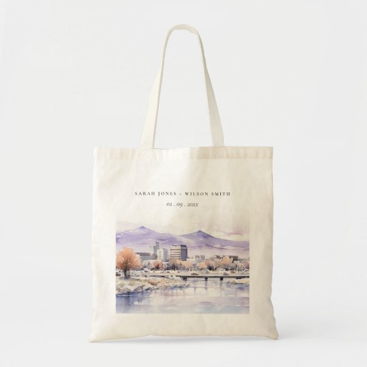 Boise, Idaho Watercolor Landscape Wedding Tote Bag (Voorkant)