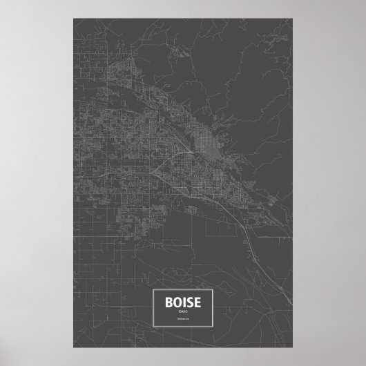 Boise, Idaho (wit op zwart) Poster (Voorkant)