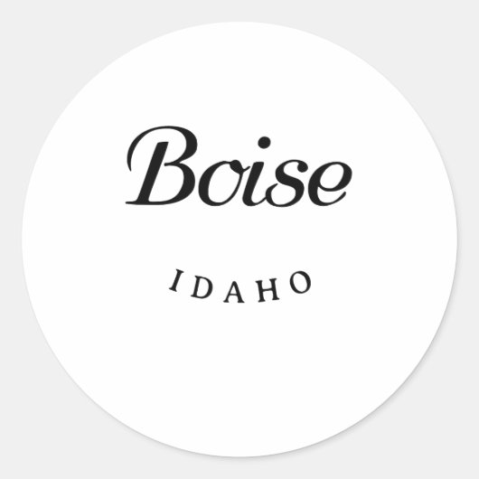 Boise Idaho Zwart Lettertype Ronde Sticker (Voorkant)