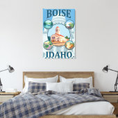 Boise, IdahoScene Travel Poster Canvas Afdruk (Insitu (Slaapkamer))