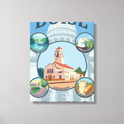 Boise, IdahoScene Travel Poster Canvas Afdruk (Voorkant)