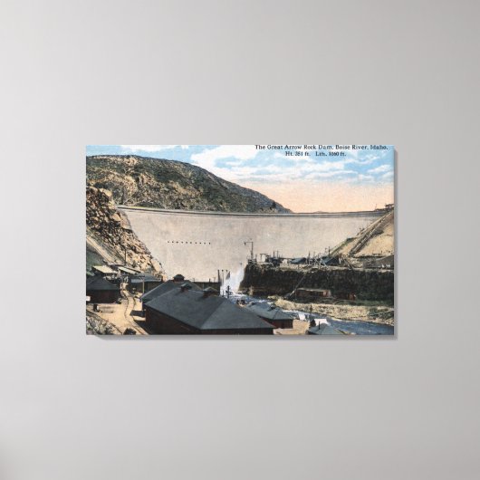 Boise River en Great Arrow Rock Dam Canvas Afdruk (Voorkant)