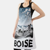 Boise Skyline Black and White Woodcut Winter  Schort (Insitu)