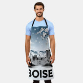 Boise Skyline Black and White Woodcut Winter  Schort (Gedragen)