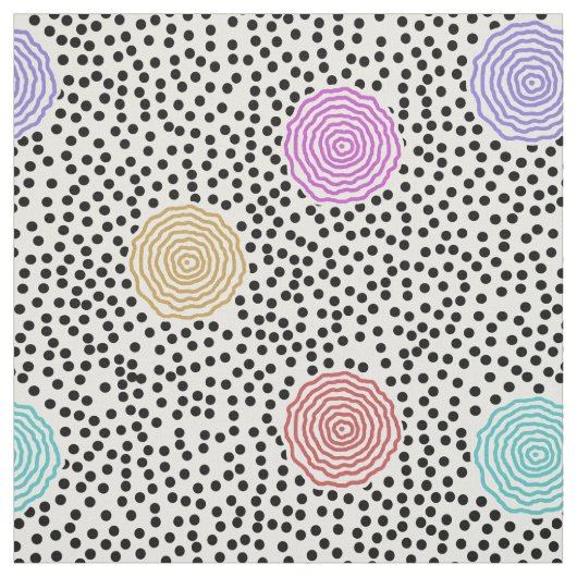 BOJANGLES, RETRO-STIPPEN: MULTI-KLEUR op WITTE Stof (Swatch)