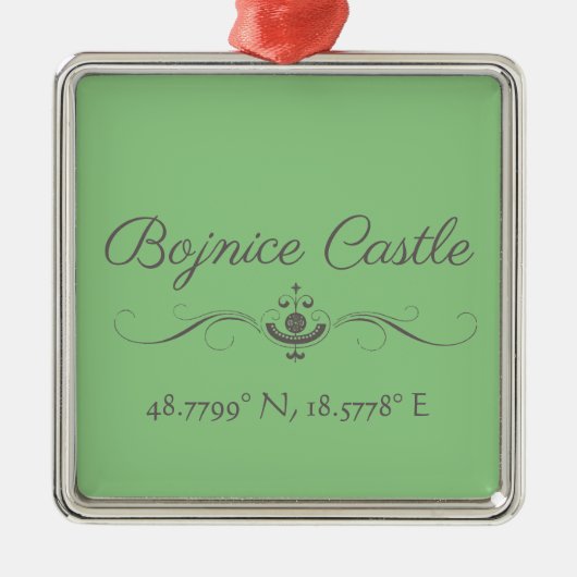 Bojnice Castle Latitude and Longitude Metalen Ornament (Voorkant)