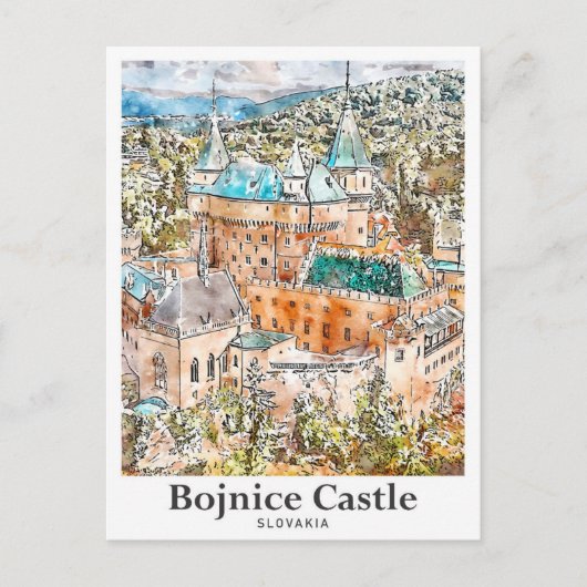 Bojnice Castle Slovenië Reizen Waterverf Sketch Briefkaart (Voorkant)