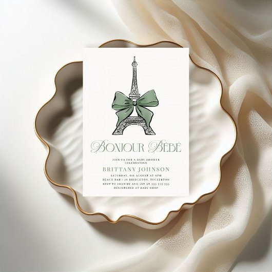 Bojour Bebe Elegant Parijse Baby shower Kaart