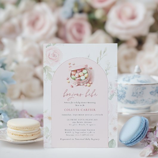 Bojour Bebe Waterverf Frans Baby shower Kaart