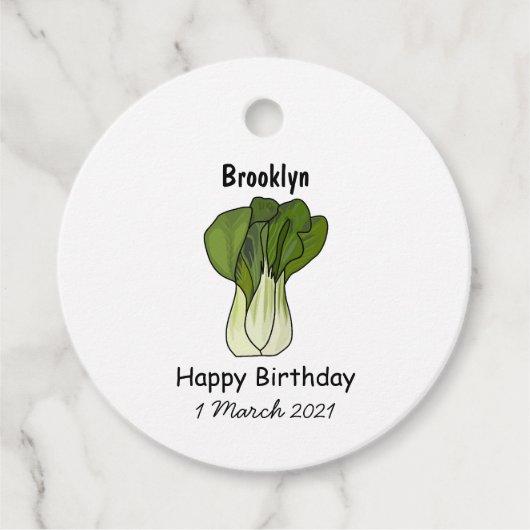 Bok choy cartoon illustratie bedankjes labels (Voorkant)