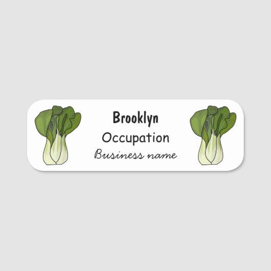 Bok choy cartoon illustratie naamplaatje (Voorkant)