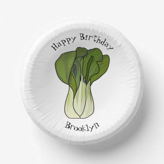 Bok choy cartoon illustratie papieren kommen (Voorkant)