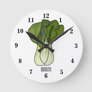 Bok choy cartoon illustratie ronde klok