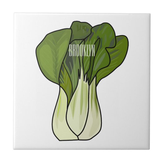 Bok choy cartoon illustratie tegeltje (Voorkant)