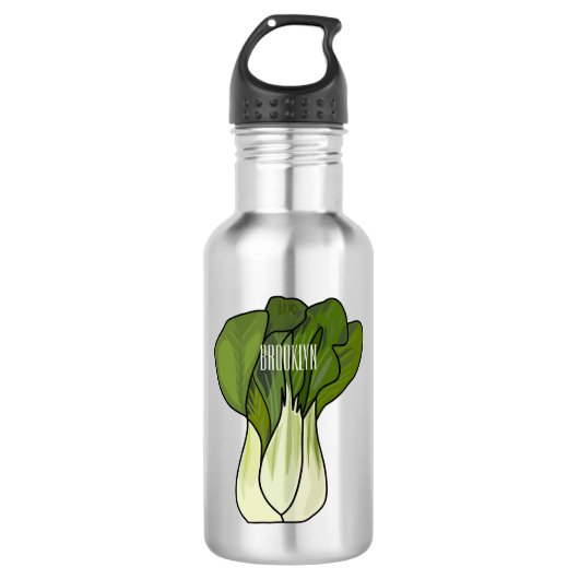 Bok choy cartoon illustratie waterfles  (Voorkant)