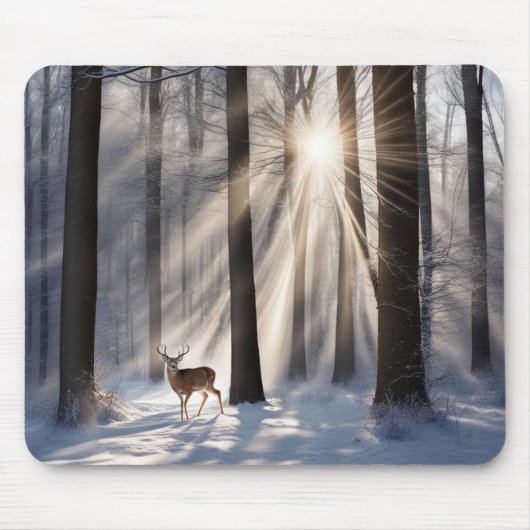 bok in winterbos muismat (Voorkant)