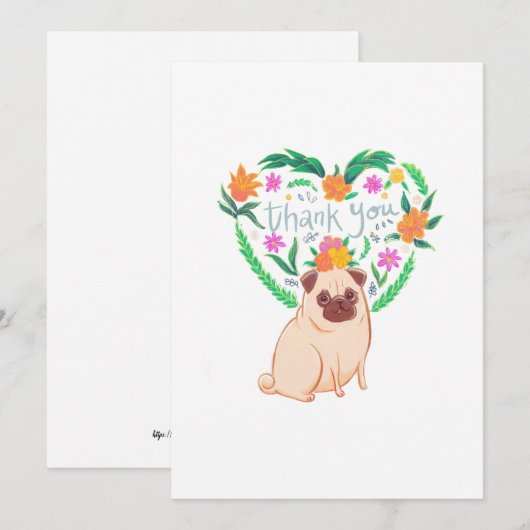 bok met bloemen in hart bedankkaart (Voorkant / Achterkant)