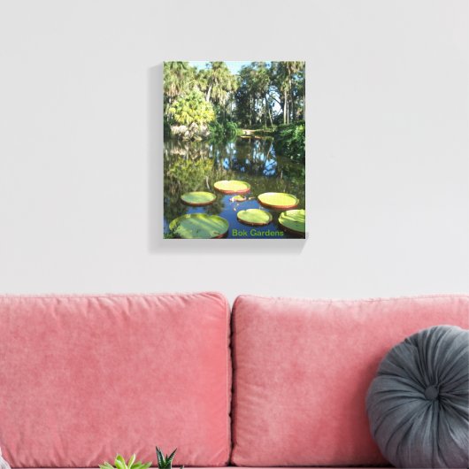 Bok Tower Gardens Florida Giant Water Lily Pads Canvas Afdruk (Insitu (Woonkamer))