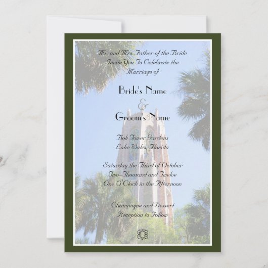 Bok Tower Wedding, gepersonaliseerd Kaart (Voorkant)