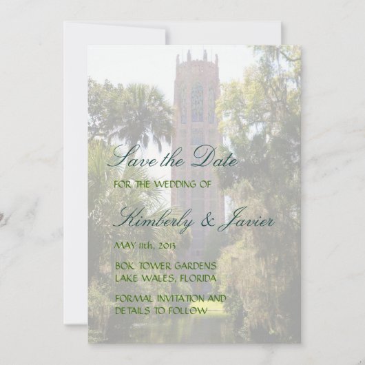 Bok Tower Wedding Save The Date (Voorkant)